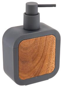 Dávkovač mydla Tempesti, sivá/s drevenými prvkami, 350 ml