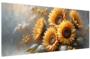 Obraz - Maľba slnečníc (120x50 cm)
