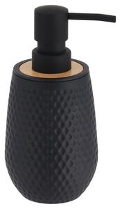 Dávkovač mydla Tova, čierna/s drevenými prvkami, 280 ml