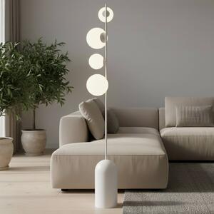 Stojacia lampa Etno LP4, biela, sklo/oceľ, výška 140 cm, G9, Biela / opálová, Obývacia izba / jedáleň, Sklo, Moderný