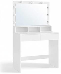 Toaletný stolík VANESA s veľkým zrkadlom a osvetlením, 80x40x140cm, biela SongmicsHome