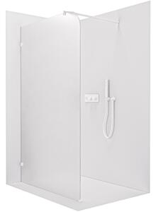 CERANO - Sprchová zástena Walk-in Orbis Round - Ľavá - 8 mm - guľatá vzpera - biela matná, mliečne sklo - 110x200 cm
