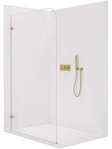 CERANO - Sprchová zástena Walk-in Orbis Ľ/P - 8 mm - zlatá kartáčovaná, transparentné sklo - 90x200 cm