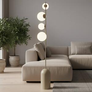 Stojacia lampa Etno LP4, béžová, sklo/oceľ, výška 140 cm, G9, Krémová / jantárovo žltá, Obývacia izba / jedáleň, Sklo, Moderný