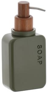 Dávkovač mydla Salva, olivová/s drevenými prvkami, 300 ml