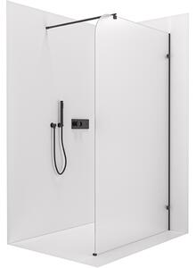 CERANO - Sprchová zástena Walk-in Orbis Round - Pravá - 8 mm - guľatá vzpera - čierna matná, mliečne sklo - 110x200 cm