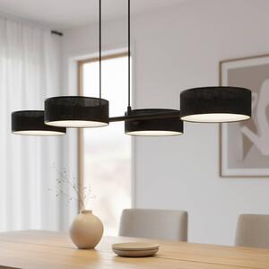 Závesné svietidlo Drumz 4, čierne, látka/oceľ, dĺžka 80 cm, E14, Čierna, Obývacia izba / jedáleň, kov, Moderný, Závesné svietidlo