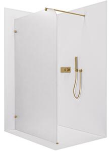 CERANO - Sprchová zástena Walk-in Orbis Round - Ľavá - 8 mm - guľatá vzpera - zlatá kartáčovaná, mliečne sklo - 110x200 cm
