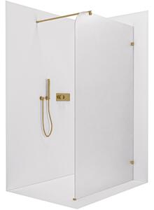 CERANO - Sprchová zástena Walk-in Orbis Round - Pravá - 8 mm - guľatá vzpera - zlatá kartáčovaná, mliečne sklo - 110x200 cm