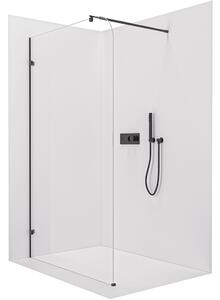 CERANO - Sprchová zástena Walk-in Orbis Round Ľ/P - 8 mm - guľatá vzpera - čierna matná, transparentné sklo - 110x200 cm