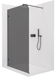 CERANO - Sprchová zástena Walk-in Orbis Round Ľ/P - 8 mm - guľatá vzpera - čierna matná, grafitové sklo - 110x200 cm