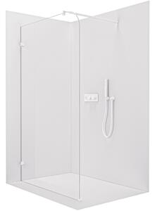 CERANO - Sprchová zástena Walk-in Orbis Round Ľ/P - 8 mm - guľatá vzpera - biela matná, transparentné sklo - 110x200 cm