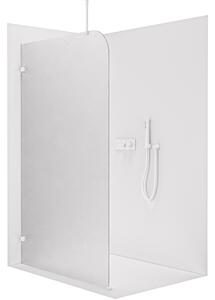CERANO - Sprchová zástena Walk-in Orbis Top Round - Ľavá - 8 mm - guľatá vzpera - biela matná, mliečne sklo - 110x200 cm