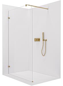 CERANO - Sprchová zástena Walk-in Orbis Round Ľ/P - 8 mm - guľatá vzpera - zlatá kartáčovaná, transparentné sklo - 110x200 cm
