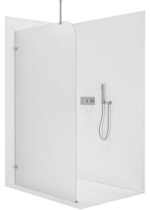 CERANO - Sprchová zástena Walk-in Orbis Top Round - Ľavá - 8 mm - guľatá vzpera - chróm, mliečne sklo - 110x200 cm