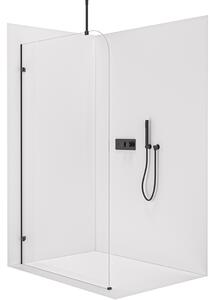 CERANO - Sprchová zástena Walk-in Orbis Top Round Ľ/P - 8 mm - guľatá vzpera - čierna matná, transparentné sklo - 110x200 cm