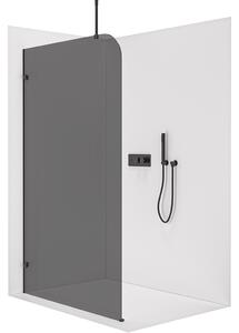 CERANO - Sprchová zástena Walk-in Orbis Top Round Ľ/P - 8 mm - okrúhla vzpera - čierna matná, grafitové sklo - 110x200 cm
