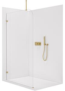 CERANO - Sprchová zástena Walk-in Orbis Top Round Ľ/P - 8 mm - guľatá vzpera - zlatá kartáčovaná, transparentné sklo - 110x200 cm