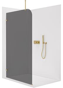 CERANO - Sprchová zástena Walk-in Orbis Top Round Ľ/P - 8 mm - okrúhla vzpera - zlatá kartáčovaná, grafitové sklo - 120x200 cm