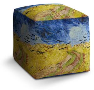 Sablio Taburet Cube Pšeničné pole s vranami - Vincent van Gogh - 40x40x40 cm