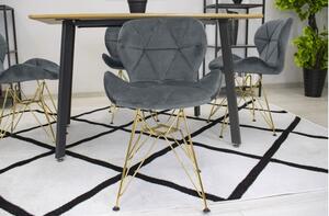 Zamatová jedálenská stolička Paris sivá so zlatými nohami