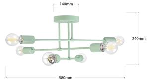 Prisadený luster CAMBRIDGE 6xE27/15W/230V zelený