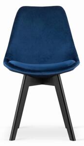 Zamatová stolička London modrá s čiernymi nohami