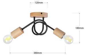 Prisadený luster OXFORD 2xE27/15W/230V borovica/čierna