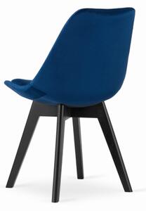 Zamatová stolička London modrá s čiernymi nohami