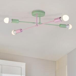 Prisadený luster CAMBRIDGE 4xE27/15W/230V zelený/ružový