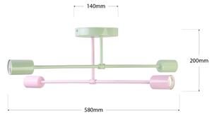 Prisadený luster CAMBRIDGE 4xE27/15W/230V zelený/ružový