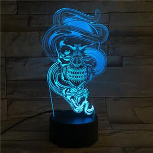 3Dmix 3DL-BTC030 – 3D LED nočná lampa - Lebka s hadom (Bluetooth reproduktor - farba čierna)