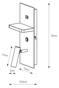 Markslöjd 109018 - LED nástenné svietidlo s poličkou a USB portom CARICA 4W/230V čierne