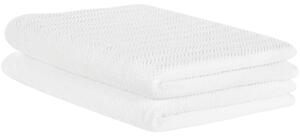 Sada 2 uterákov biela froté bavlna 100 x 150 cm vzor chevron osuška klasický moderný štýl kúpeľňa