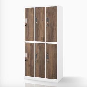 Šatníková skriňa BHP biela / orech, 6-dverová: Eco Design IGOR, 900 x 1850 x 450 mm