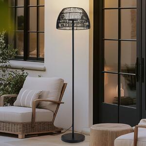 Lucande LED vonkajšia stojacia lampa Heribio, čierna, železo, 153 cm