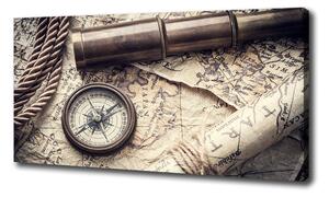 Foto obraz na plátne Kompas mapa lupa oc-90680388