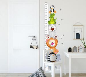 Textilná nálepka do detskej izby - Detský meter so zvieratkami do 180 cm, DS-N053