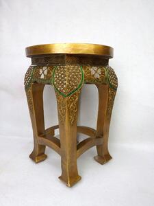 Stolík odkladací CASTLE gold, exotické drevo, ručná práca (zdobený zlatý okrúhly stolík 50 cm)