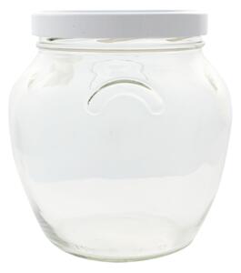 Sklenená transparentná zaváraninová fľaša s bielym kovovým vrchnákom FI110 1700ml 44035
