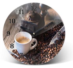 Sklenené nástenné hodiny okrúhle Ranná káva