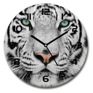 Sklenené hodiny okrúhle Biely tiger pl_zso_30_c-f_13468757