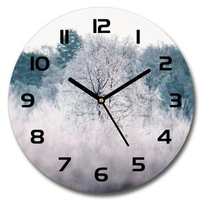Sklenené hodiny okrúhle Stromy zima