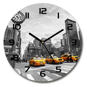 Sklenené hodiny okrúhle Taxi New York