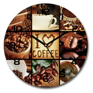 Sklenené hodiny okrúhle Káva koláž