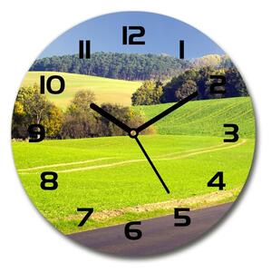 Sklenené hodiny okrúhle Poľná cesta