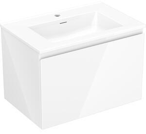 Mexen Orio, kúpeľňová skrinka 70 cm s umývadlom Otis, 1 zásuvka, biela lesklá, 91A10-07047-1-BF00-W18M00