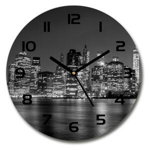Sklenené hodiny okrúhle Manhattan noc