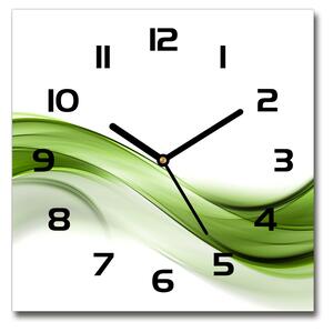 Sklenené nástenné hodiny štvorec Zelená vlna