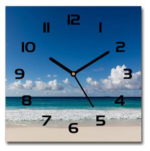 Sklenené hodiny štvorec Pláž Seychely